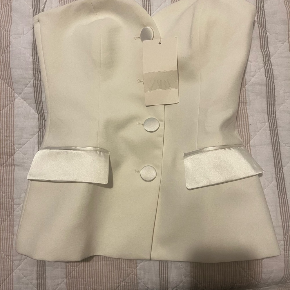 Zara Cream Button-Up Top